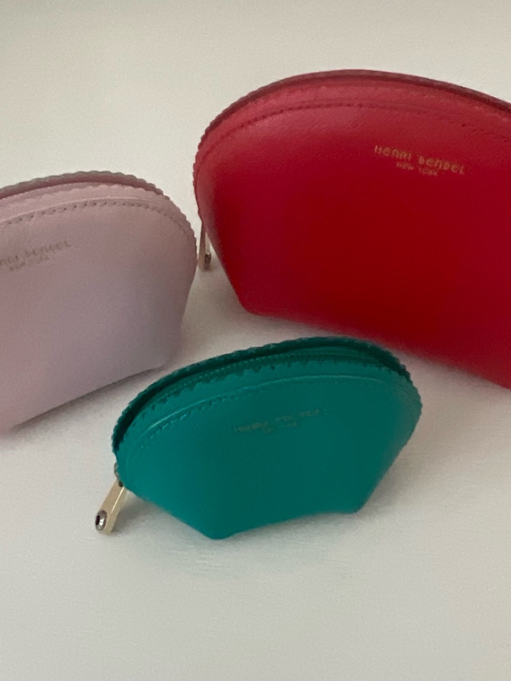 henri bendel Leather Coin Pouches in Red, Pink, Teal